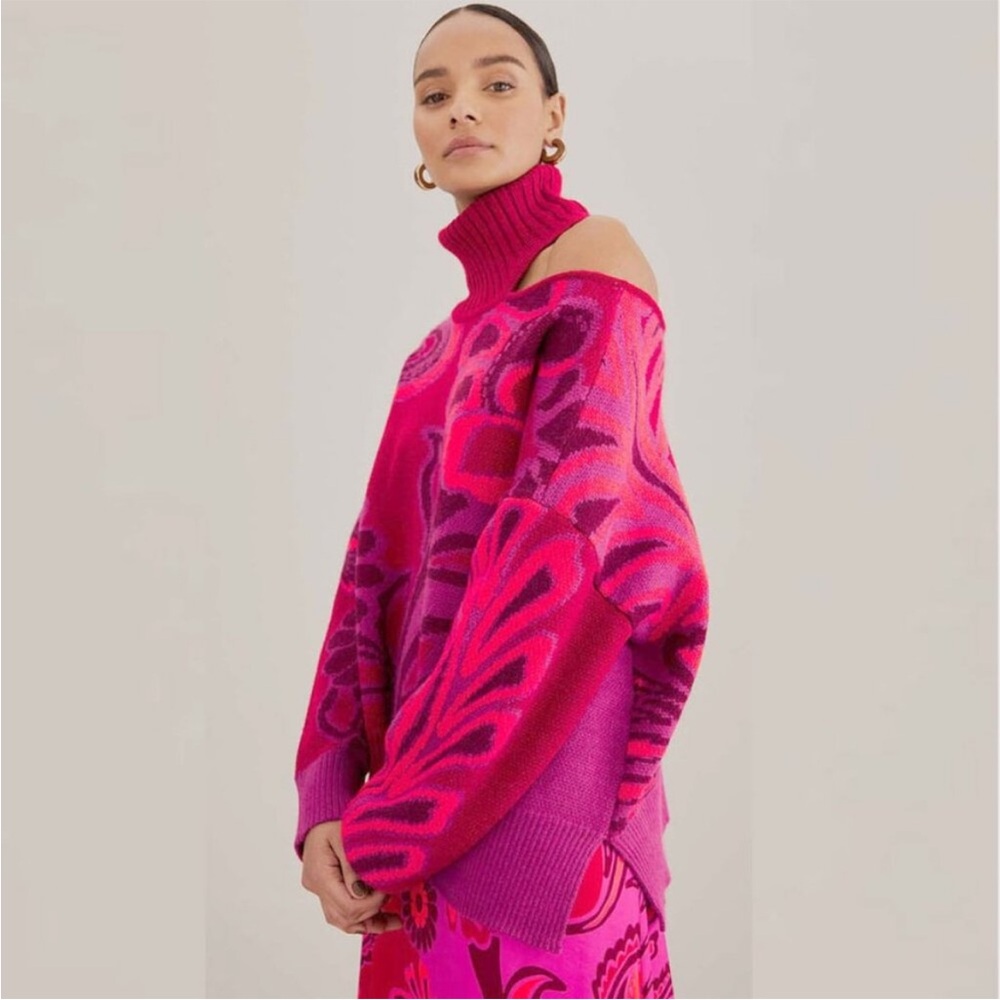 FARM Rio Women's Vibrant Shoulder Cut Out Sweater, NWT, XL - Picture 2 of 15